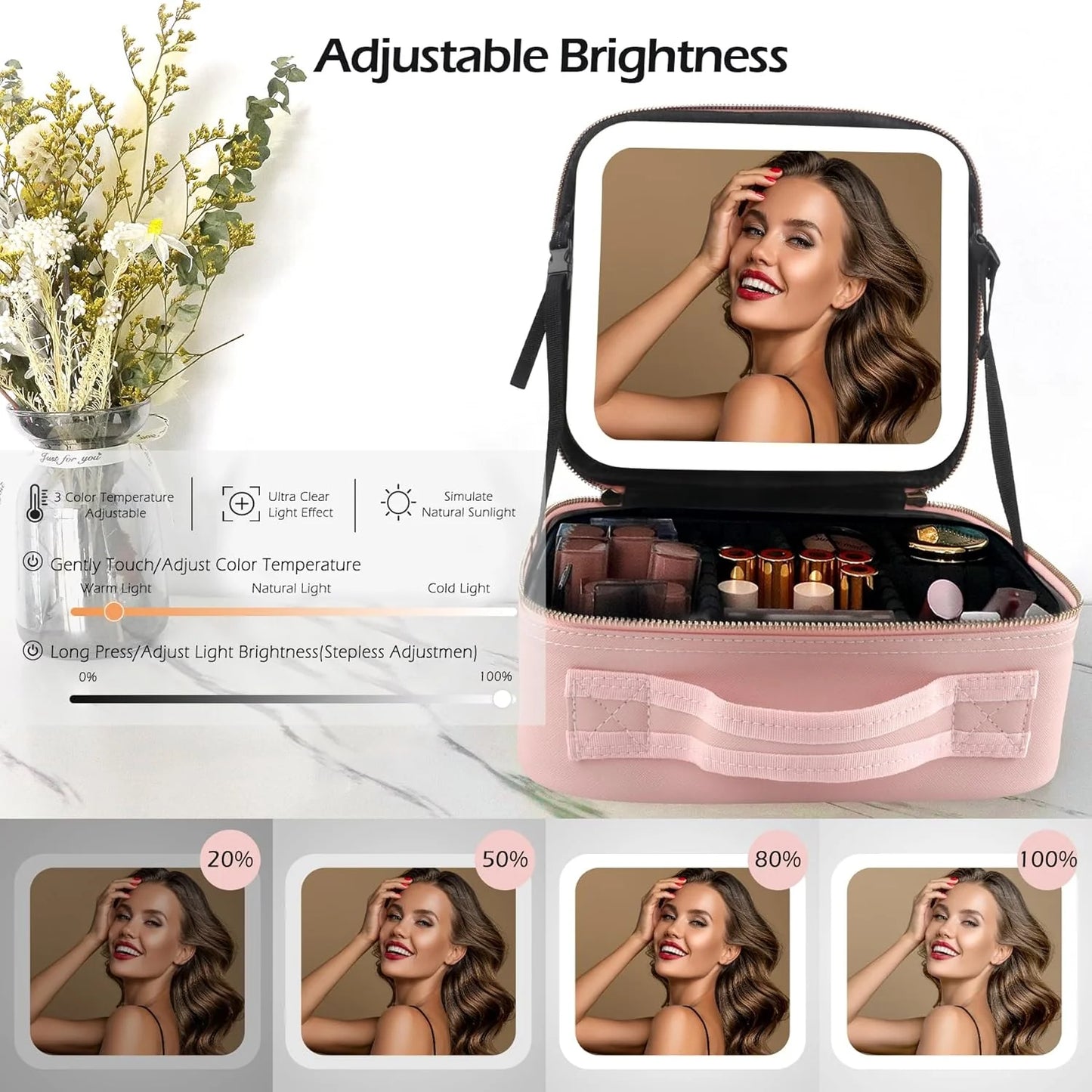 Travel Makeup Bag With Led Mirror