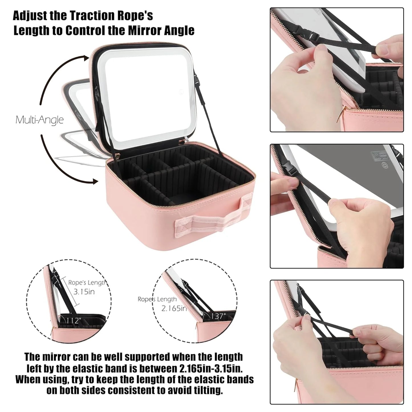 Travel Makeup Bag With Led Mirror