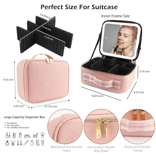 Travel Makeup Bag With Led Mirror
