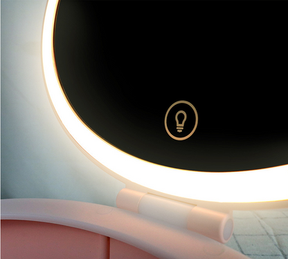 LED Makeup Mirror Desktop Girls Dormitory With Light Storage Box Home Decor